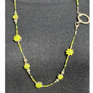 Flower Power Charmed Lucky Green Necklace